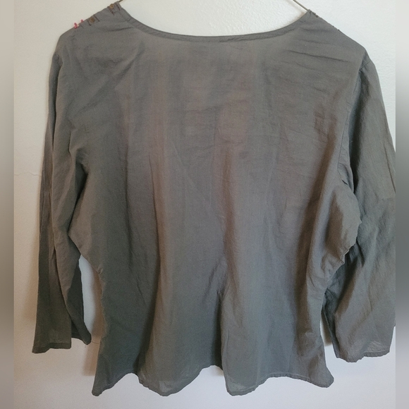 J. Gee Gray Bohemian Beaded Long Sleeve Blouse Size Extra Large - Picture 6 of 8